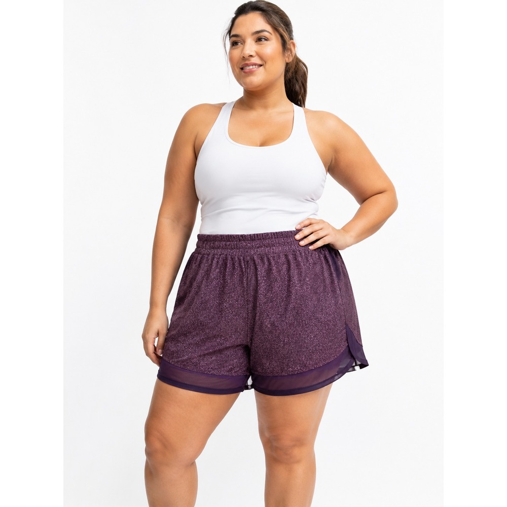 Athleta Printed Mesh Racer Run Shorts Purple XXL 2X Athletic Gym Yoga